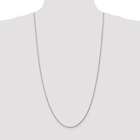 1.75mm 10K White Gold Diamond Cut Solid Rope Chain Necklace, 30 Inch - Picture 2 of 7